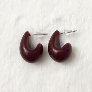 5/$15 🩷 MUST BUNDLE Maroon Resin Hoop Earrings - Women Jewelry